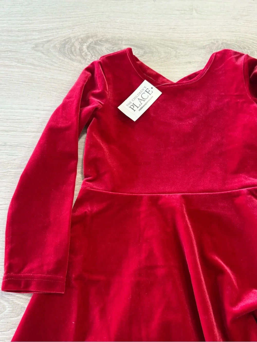 The Children's Place Bright Red Velvet Long-Sleeve Skater Dress